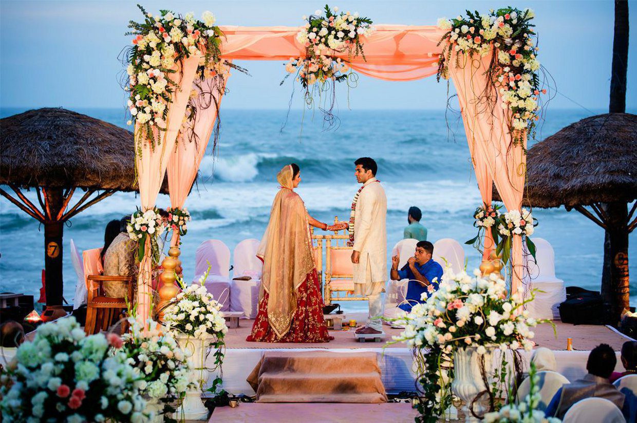 Indian destination wedding ceremony by the beach
