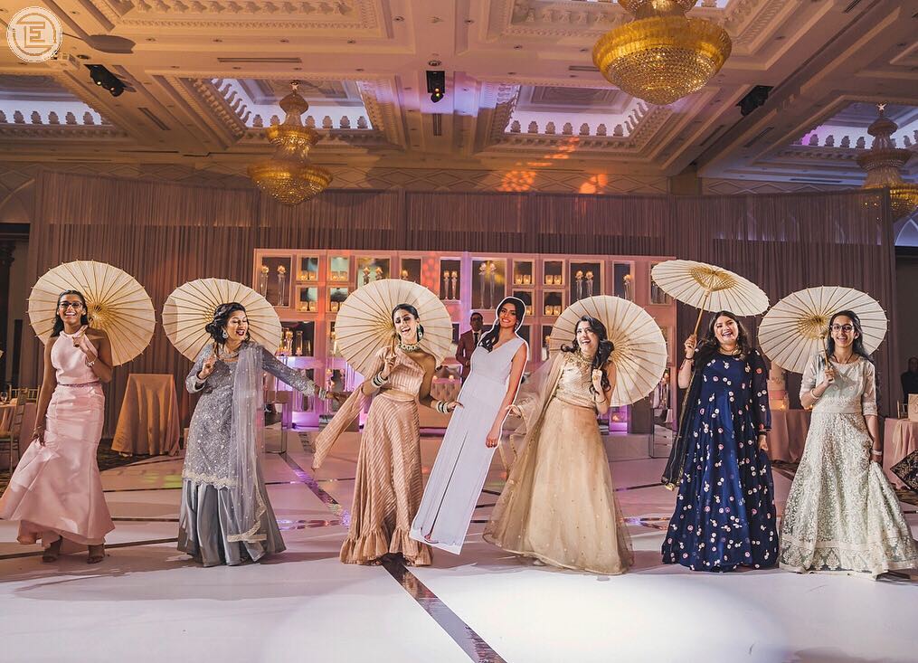 Wedding celebration with women dancing