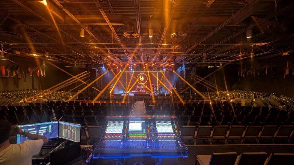 Concert stage with truss lighting
